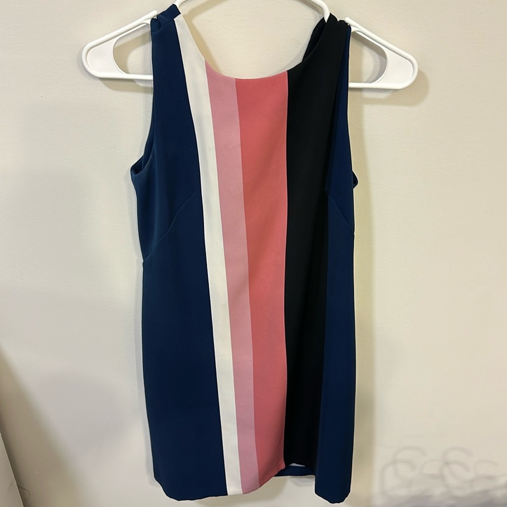 Ann Taylor Petite mod pink and blue dress